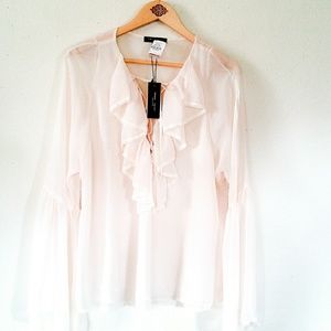 Romeo + Juliet  Sheer Blush Boho Peasant Blouse